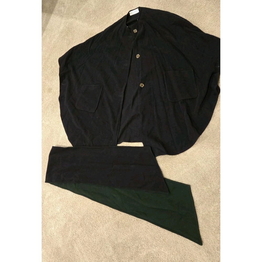 Vtg Brian Tucker Ireland Wool Cashmere Cape Scarf Set Men's XL Navy Irish 40"